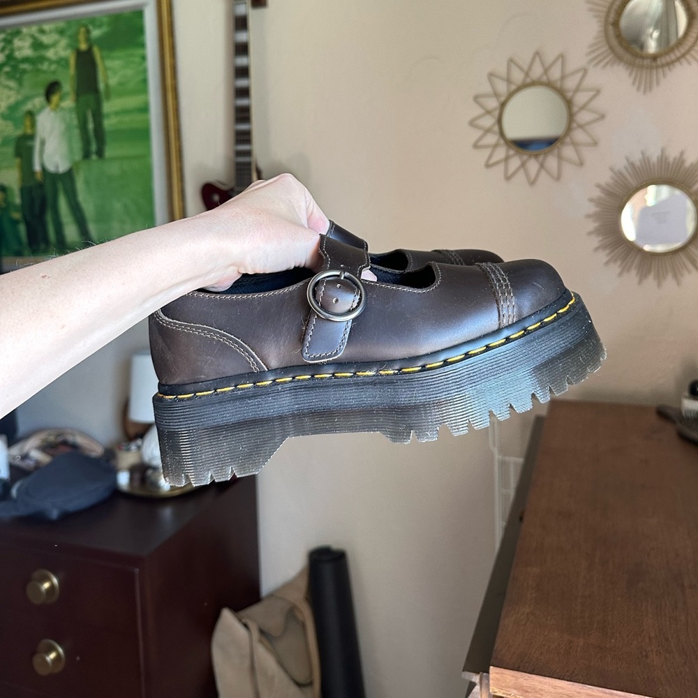 Doc Martens Addina Platform Mary Jane - Dark Taupe